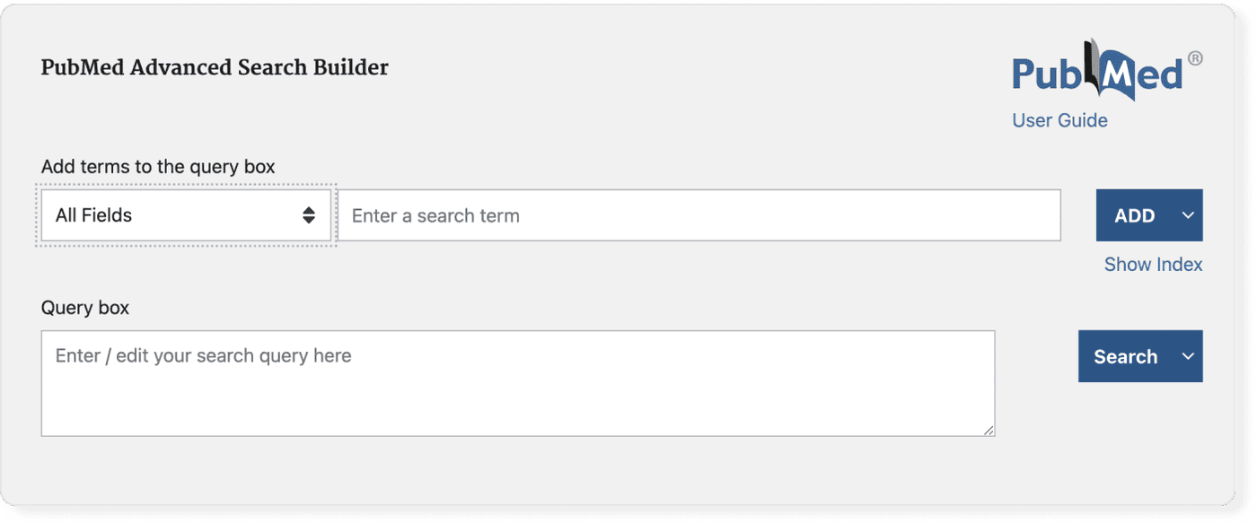 PubMed advanced search interface